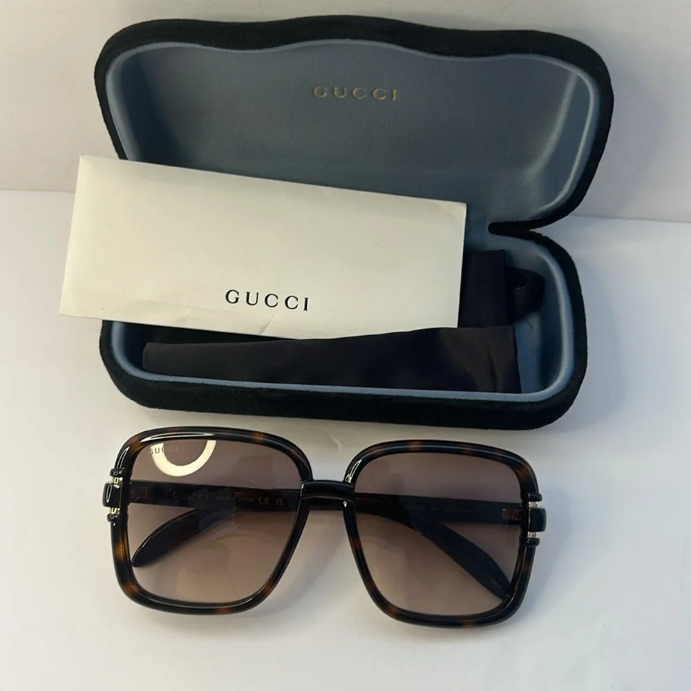 💯- New Authentic Gucci GG1066S 002 59 Havana Sunglasses